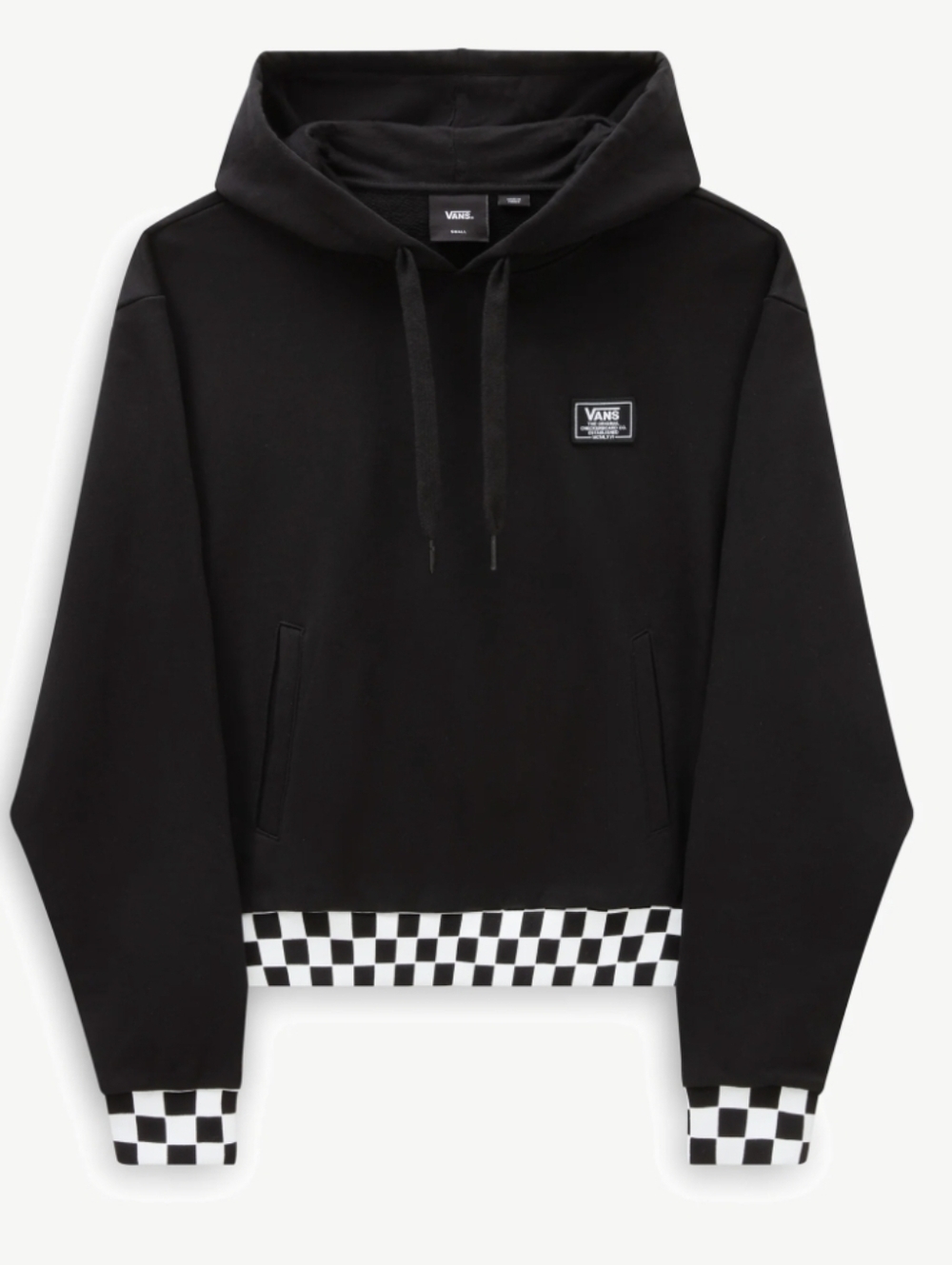 Vans Boom Boom Check Hoodie with Checkerboard Hem & Cuffs - Black XL NWT